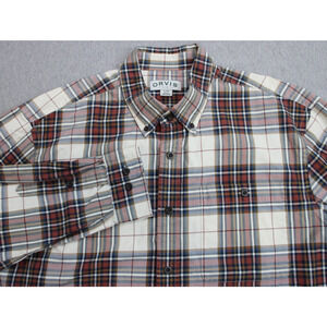Orvis Shirt Mens Size XL Long Sleeve 100% Cotton Plaid Button-Down